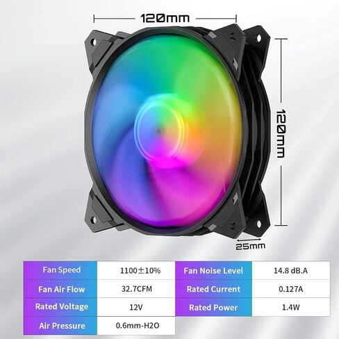 upHere 120mm Case Fan,3 Pack LED Cooling PC Fans,5V ARGB Addressable Motherboard SYNC/RC Controller, Colorful Cooler Speed Adjustable with Fan Control Hub in Saudi Arabia