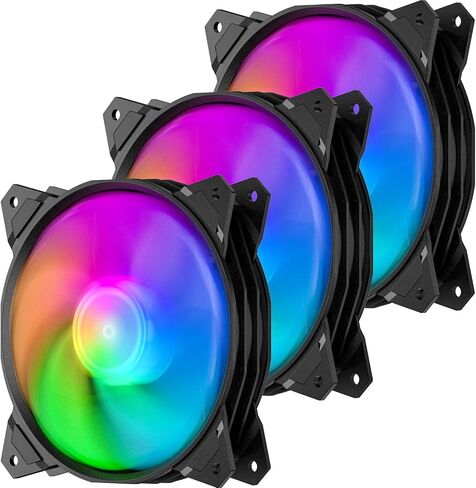 upHere 120mm Case Fan,3 Pack LED Cooling PC Fans,5V ARGB Addressable Motherboard SYNC/RC Controller, Colorful Cooler Speed Adjustable with Fan Control Hub in Saudi Arabia