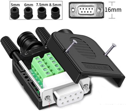 2Pcs DB9 Breakout Connector(1 Male + 1 Female), DB9 Solderless Connector RS232 D-SUB Serial Adapters 9 Pin Port Terminal Breakout Board with Case Long Bolts Tail Pipe in Saudi Arabia