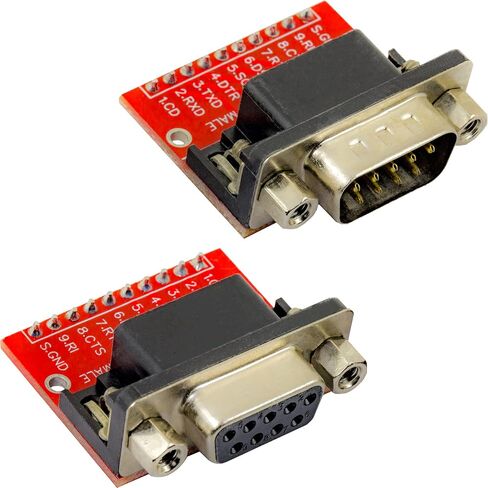 risingsaplings DB9 DR9 RS232 Serial to 2.54mm 0.1" Male and Female Adapter Connector Breakout Board (Male *1, Female *1) in Saudi Arabia