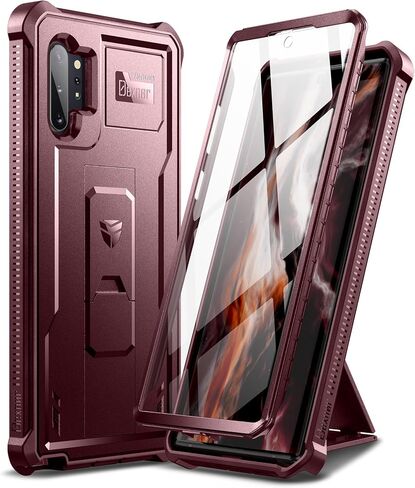 حافظة Dexnor لهاتف Samsung Galaxy Note 10+ Plus، [واقي شاشة مدمج ومسند] غطاء واقٍ مقاوم للصدمات عالي التحمل من الدرجة العسكرية لهاتف Samsung Galaxy Note 10 Plus أسود in Kuwait