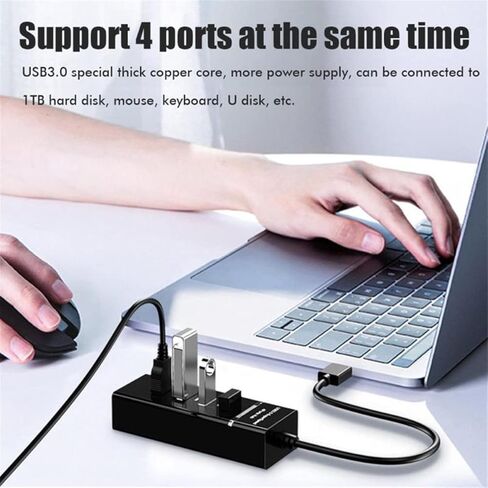 TXY 4 منافذ USB 3.0 Hub عالي السرعة متعدد USB موسع للكمبيوتر المكتبي والكمبيوتر المحمول وملحقات الكمبيوتر المحمول HUB محول (أبيض) in Kuwait