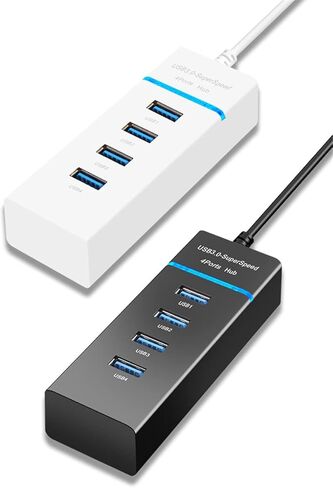 TXY 4 منافذ USB 3.0 Hub عالي السرعة متعدد USB موسع للكمبيوتر المكتبي والكمبيوتر المحمول وملحقات الكمبيوتر المحمول HUB محول (أبيض) in Kuwait