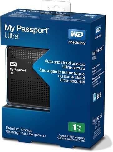 (Old Model) WD My Passport Ultra 1 TB Portable External USB 3.0 Hard Drive with Auto Backup, Black in Saudi Arabia