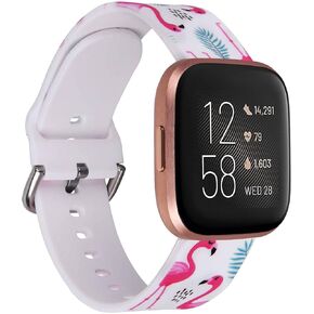 QINGQING Compatible with Fitbit Versa 2/Versa/Versa Lite Edition Band for Women, Silicone Fadeless Pattern Leopard Printed Replacement Wristband Strap for Fitbit Versa Smart Watch (Leopard)