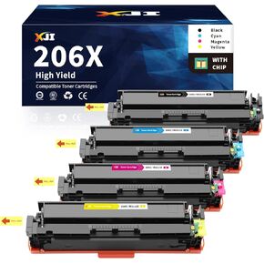 خراطيش حبر XJI 206X (مع رقاقة) عالية الإنتاجية مكونة من 4 قطع بديلة لحبر HP 206 X A W2110X W2111X W2112X W2113X 206A، لطابعة HP Color Laserjet Pro MFP M283fdw M283cdw M283 M255dw M255 Laser Jet in Kuwait