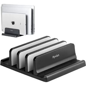 Ryvlan Vertical Laptop Stand, Adjustable 1 Slot Laptop Storage with Rubber Padding, Laptop Stand for Desk, Premium Laptop Holder for MacBook, Tablet Stand, WFH Essentials