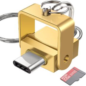 قارئ بطاقات مايكرو اس دي من بورلتر كلاب، قارئ بطاقات SD USB C الى مايكرو SD/TF، متوافق مع ماك بوك واللاب توب وجوالات جالكسي وغيرها (ذهبي) in Kuwait