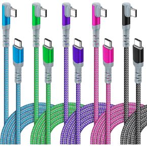 5 حزم كابل USB C إلى USB C بطول 10 أقدام زاوية يمنى USB C طويل جدًا 60 وات/3 أمبير من النوع C إلى النوع C سلك شحن سريع متوافق مع Samsung S22 Ultra وGoogle Pixel 7 وiPad Pro 12.9 Air Mini MacBook Air in Kuwait