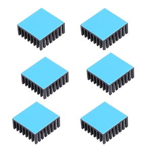 6pcs Small Heatsink 25x25x10mm / 0.98x0.98x0.39 inch Black Aluminum Heat Sink 25mm with Thermal Conductive Double Sided Tape for Cooling ASUS ROG Ally GPU IC Chips VRAM VGA RAM