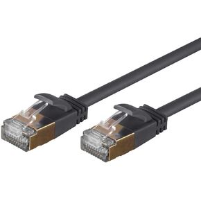 Monoprice SlimRun Cat6A Ethernet Patch Cable - Network Internet Cord - RJ45, Stranded, STP, Pure Bare Copper Wire, 36AWG, 1ft, Black