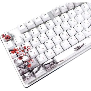 MOLGRIA Keycaps 110 Set for Full Size Mechanical Keyboard, Custom PBT OEM Profile Key caps Japanese Font with Keycap Puller for Cherry MX 104/87/71/61 60 Percent Keyboard(Plum Blossom) in Saudi Arabia