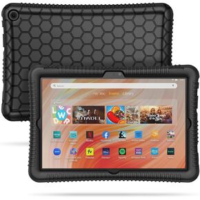 Fintie Silicone Case for 10.1" All-New Fire HD 10 Tablet (13th Generation, 2023 Release) - [Honey Comb] Light Weight Shock Proof Back Cover for Fire HD 10 2023, Light Pink