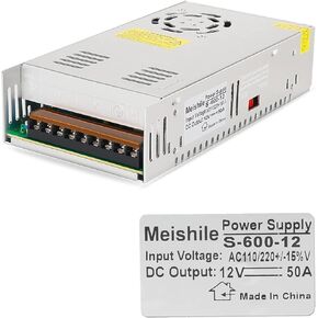 MEISHILE 12V 50A 600W DC محول التيار الكهربائي PSU AC-DC 12Volt محول صناعي محول 0-40/25amps LED محرك ضوء مصباح متر طابعة كهربائية أشباه الموصلات محرك مضخة مروحة باردة in Kuwait