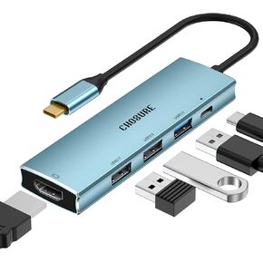 USB C Hub, 5 in 1 USB C Splitter Thunderbolt 3 Hub to 4K HDMI Adapter for MacBook, 3 USB Ports, 100W PD Charger, Chosure Type C Dongle Compatible with MacBook,More (Deep Blue) in Saudi Arabia