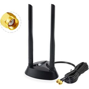 POBADY WiFi Antenna 2.4G / 5.8G ثنائي التردد هوائيات مزدوجة إشارة معززة قاعدة مغناطيسية 6dBi RP-SMA محول سطح المكتب PCIE بطاقة الشبكة AX200 هوائي خارجي 1.2M 3.9ft لبطاقة توجيه WiFi اللاسلكية in Kuwait