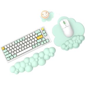 3 in 1 Ergonomic Rainbow Cloud Wrist Rest and Mouse Pad Set with Coaster for Mechanical Gaming Keyboard, Keyboard Palm Rest Pad & Gel Mouse Pad, Easy Typing & Pain Relief for Home Office in Kuwait
