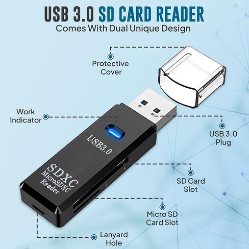 New SD Card Reader USB 3.0 [1 Pack] SD Card Reader, Memory Card Reader, External Memory Card Readers for Laptop Windows, SD USB Adapter OTG in Kuwait