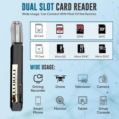 New SD Card Reader USB 3.0 [1 Pack] SD Card Reader, Memory Card Reader, External Memory Card Readers for Laptop Windows, SD USB Adapter OTG in Kuwait