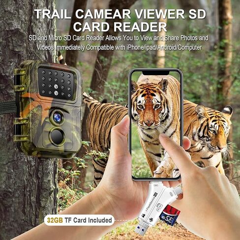 قارئ بطاقات Micro SD 4 في 1 لأجهزة iPhone/ipad/Android/Mac/الكمبيوتر/الكاميرا، عارض كاميرا Trail متوافق مع بطاقات SD وTF in Kuwait