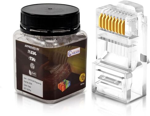 NewYork Cables Cat6 RJ45 Ends, 100-Pack Ethernet Connector (Cat 6 Ends / Cat6 Connector / RJ45 Modular Plugs/Ethernet Plugs/Network Connector for Solid Wire and Standard UTP Cable, in Kuwait