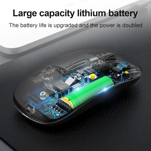 ماوس لاسلكي بلوتوث لاسلكي باضاءة LED للابتوب (بلوتوث 5.1 + USB)، ماوس كمبيوتر لاسلكي مريح ومحمول وقابل لاعادة الشحن بتردد 2.4G للابتوب وماك بوك والكمبيوتر الشخصي واندرويد وويندوز in Kuwait