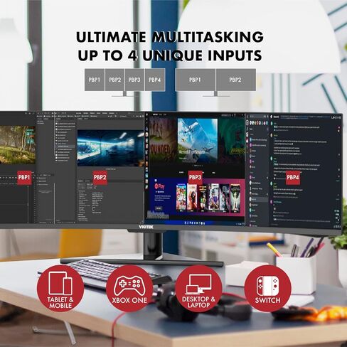 شاشة Viotek SUW49DA2 مقاس 49 بوصة فائقة الاتساع | 1440p 120 هرتز 1800R | 5120x1440p 32:9 Dual QHD |2X DP 1.4، 2X HDMI 2.0، 3.5 ملم | مكبرات صوت مدمجة | فيسا in Kuwait