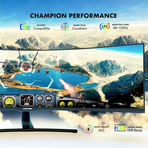 شاشة Viotek SUW49DA2 مقاس 49 بوصة فائقة الاتساع | 1440p 120 هرتز 1800R | 5120x1440p 32:9 Dual QHD |2X DP 1.4، 2X HDMI 2.0، 3.5 ملم | مكبرات صوت مدمجة | فيسا in Kuwait