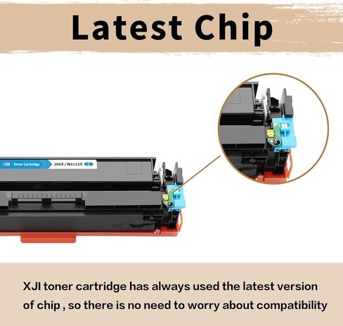 خراطيش حبر XJI 206X (مع رقاقة) عالية الإنتاجية مكونة من 4 قطع بديلة لحبر HP 206 X A W2110X W2111X W2112X W2113X 206A، لطابعة HP Color Laserjet Pro MFP M283fdw M283cdw M283 M255dw M255 Laser Jet in Kuwait