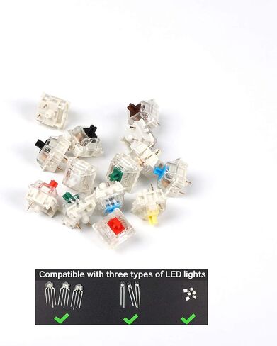 Gateron Switches Mx Keyboard Switch 3pin SMD LED Underglow Led Compatible for MX Mechanical Keyboards Transparent Cover White Base (SMD Blue 68 PCS) in Saudi Arabia