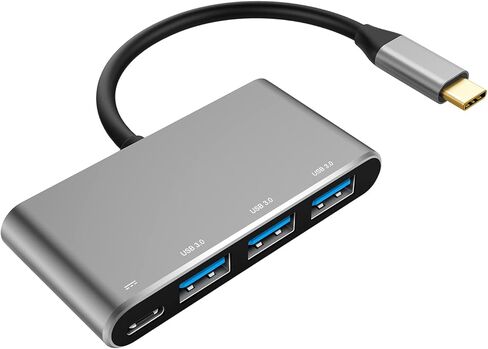 موزع USB C، محول متعدد المنافذ 4 في 1 USB 3.1 نوع C مع 3 منافذ USB 3.0 وشحن PD 87 واط متوافق مع ماك بوك 12 انش، ماك بوك برو 13 انش 15 انش مع منفذ ثاندربولت 3 والمزيد من الاجهزة من النوع سي (رمادي in Kuwait