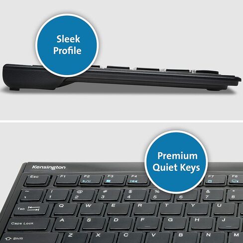Kensington Slim Type Wireless Quiet Keyboard (K72344US), Black in Saudi Arabia