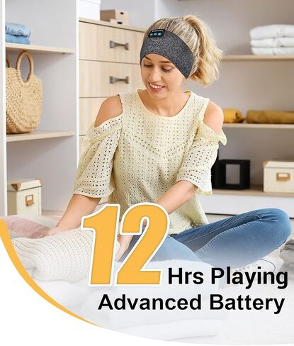 سماعات رأس رياضية للنوم من ASMRBAND، سماعات رأس للنوم للنوم الجانبي، سماعات رأس مع مكبرات صوت ستيريو عالية الدقة رفيعة للغاية مثالية للنوم واليوجا والأرق والسفر الجوي والتأمل in Kuwait