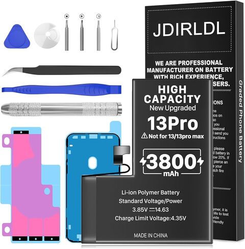3800mAh Battery for iPhone 13 pro (New Version 2023) Ultra-high Capacity Replacement 0 Cycle Battery Compatible Models A2640 A2639 A2638 A2636 A2483 and a Complete Professional Repair Tool kit in Kuwait