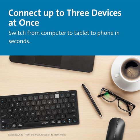 Kensington Multi-Device Dual Wireless Compact Keyboard - Silver (K75504US) in Saudi Arabia