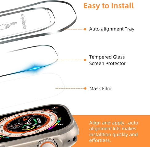 [3 حزم] واقي شاشة CVMSDIK متوافق مع Apple Watch Ultra 49mm (2022)، واقي شاشة من الزجاج المقوى مع عدة سهلة التركيب لـ iWatch Ultra 49mm, خالية من الفقاعات، تغطية كاملة in Saudi Arabia