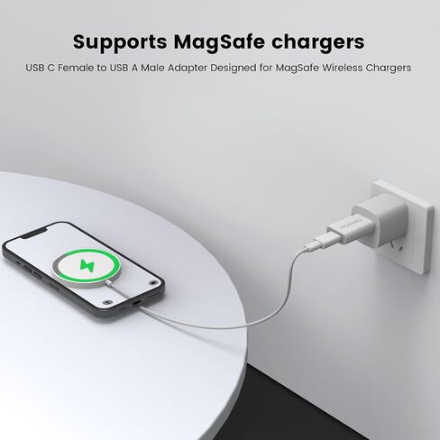 MOSWAG USB C Female to USB Male Adapter, USB C to USB Adapter Compatible with Apple MagSafe Charger, Watch Series Ultra/8/7/se, iMac, MacBook Pro, MacBook, Laptops, PC, Computers and More in Saudi Arabia