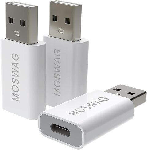 MOSWAG 3 Packs USB C Adapter USB C to USB Adapter USB Male to Type C Female Adapter Compatible with Apple MagSafe Charger,iMac,MacBook Pro,MacBook,Laptops,PC,Computers and More in Kuwait