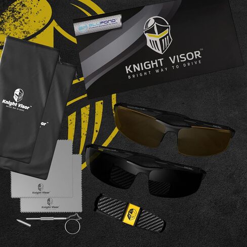 Set of 2 HD Day and Night Driving Glasses - Polarized Sunglasses and Yellow Night Vision Glasses With Car Clip Holder in Saudi Arabia