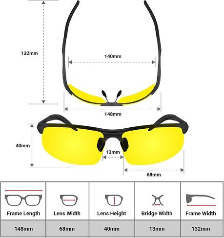 Set of 2 HD Day and Night Driving Glasses - Polarized Sunglasses and Yellow Night Vision Glasses With Car Clip Holder in Saudi Arabia