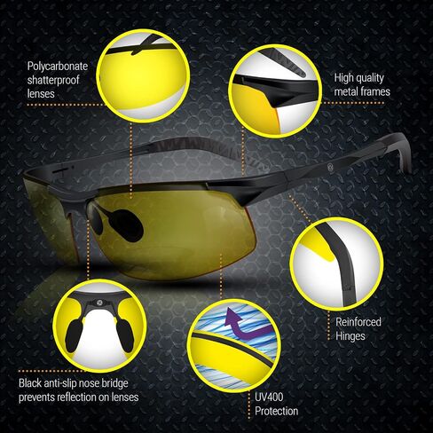 Set of 2 HD Day and Night Driving Glasses - Polarized Sunglasses and Yellow Night Vision Glasses With Car Clip Holder in Saudi Arabia