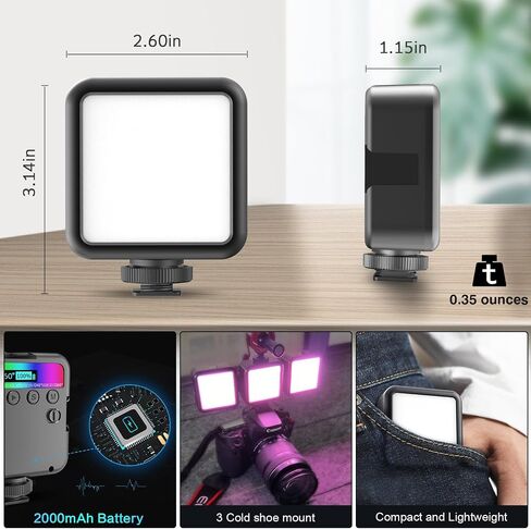 Altson المغناطيسي RGB LED ضوء الفيديو LED ضوء الكاميرا 360 درجة كامل اللون المحمولة التصوير الفوتوغرافي الإضاءة Whit 3 حذاء بارد، 2000mAh قابلة للشحن CRI 96+/2500-9900K/13 المشهد (أسود) in Saudi Arabia