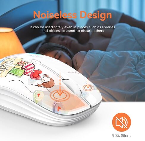 ماوس لاسلكي لطيف من FMOUSE، ماوس بلوتوث صغير صامت مزدوج الوضع لأجهزة الكمبيوتر المحمول، iPad، الكمبيوتر، الكمبيوتر اللوحي مع جهاز استقبال USB (Kerry Bear) in Kuwait