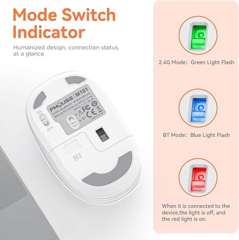 ماوس لاسلكي لطيف من FMOUSE، ماوس بلوتوث صغير صامت مزدوج الوضع لأجهزة الكمبيوتر المحمول، iPad، الكمبيوتر، الكمبيوتر اللوحي مع جهاز استقبال USB (Kerry Bear) in Kuwait