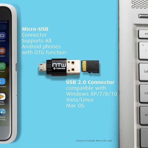 Twingo by NTW - قارئ بطاقات Micro SD قابل للتغيير، USB وMicro USB - NUST2-AMC-MMCBK in Kuwait