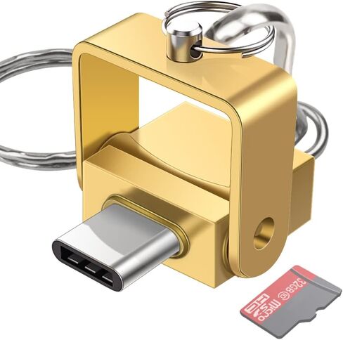 قارئ بطاقات مايكرو اس دي من بورلتر كلاب، قارئ بطاقات SD USB C الى مايكرو SD/TF، متوافق مع ماك بوك واللاب توب وجوالات جالكسي وغيرها (ذهبي) in Saudi Arabia