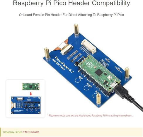 وحدة عرض الحبر الإلكتروني الورقية الإلكترونية 3.7 بوصة لـ Raspberry Pi Pico 480 × 280 بكسل أسود/أبيض واجهة SPI دعم جزئي تحديث جزئي in Saudi Arabia