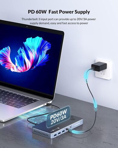 USB C Hub with Enthernet Gigabit, Type C Hub DP Link, Multi Port Hub 2 HDMI 4K @60Hz, Docking Station 100W PD Charging SD/TF, USB 3.0 Hub 5Gbps Fast Transfer, USB C Dongle 15 Port for Laptop PC in Kuwait