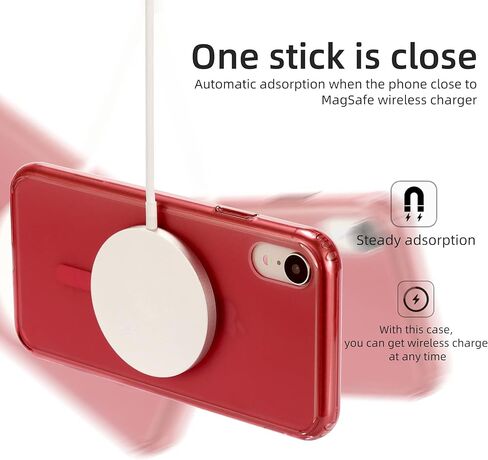 حافظة هاتف مغناطيسية شفافة من Tigowos لهاتف iPhone XR مع شحن لاسلكي MagSafe حافظة واقية مضادة للصدمات ومضادة للأصفر ومضادة لبصمات الأصابع لهاتف iPhone XR (6.1 بوصة)، أحمر in Kuwait