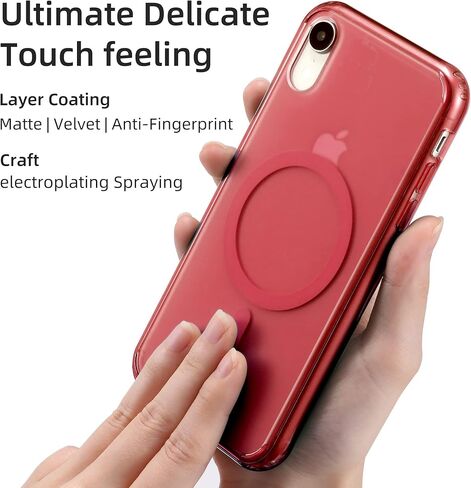 حافظة هاتف مغناطيسية شفافة من Tigowos لهاتف iPhone XR مع شحن لاسلكي MagSafe حافظة واقية مضادة للصدمات ومضادة للأصفر ومضادة لبصمات الأصابع لهاتف iPhone XR (6.1 بوصة)، أحمر in Kuwait